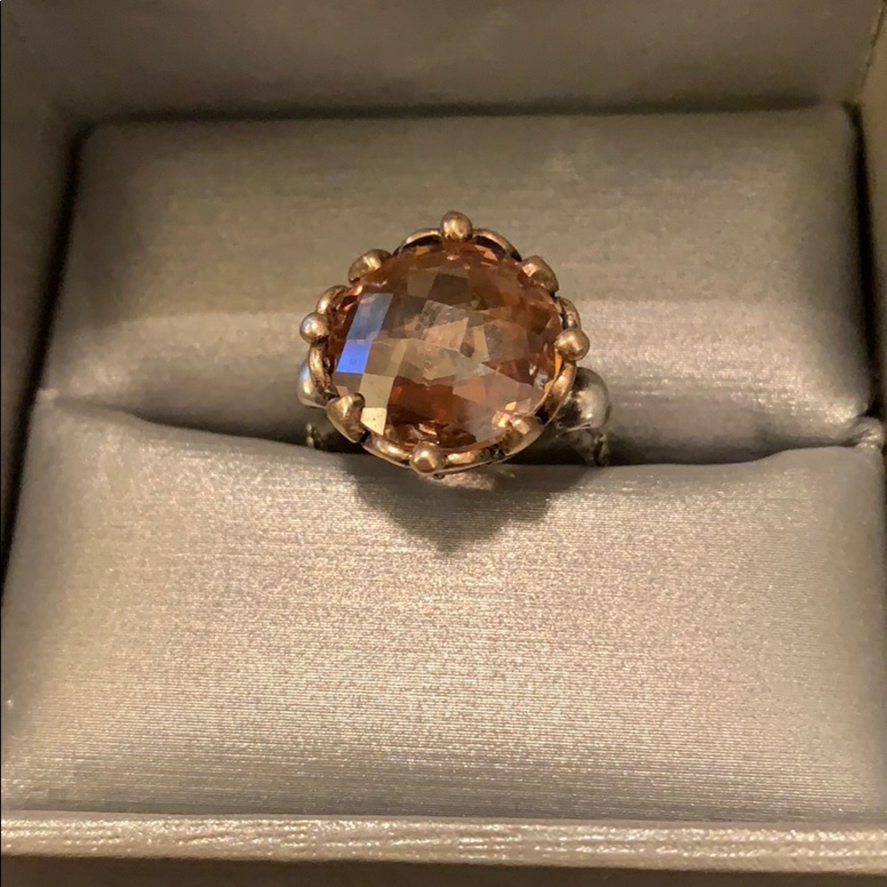 Silver Honey Quartz Ring